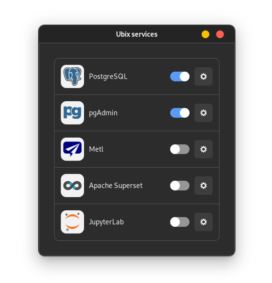 Ubix services GUI